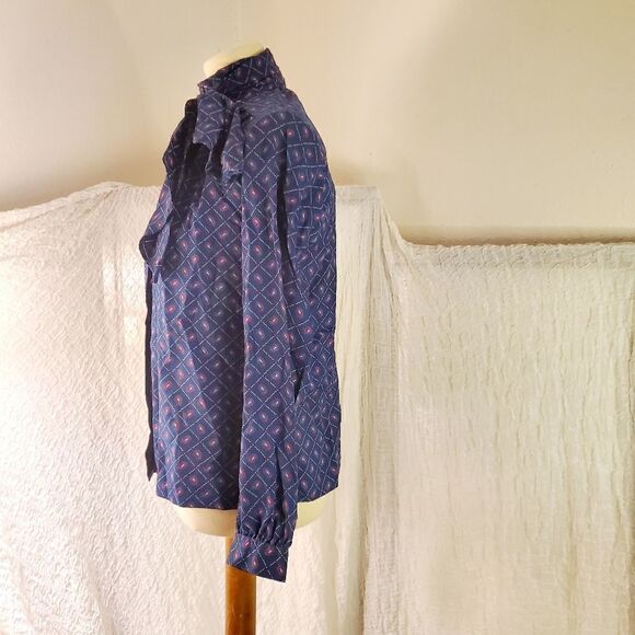 Pan-ter VTG High Neck Paisley Blouse Size 9/10 (Large) - Picture 5 of 12